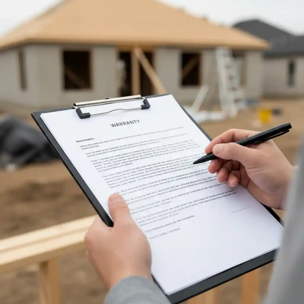 Homeowner reviewing the warranty details in a roofing estimate.